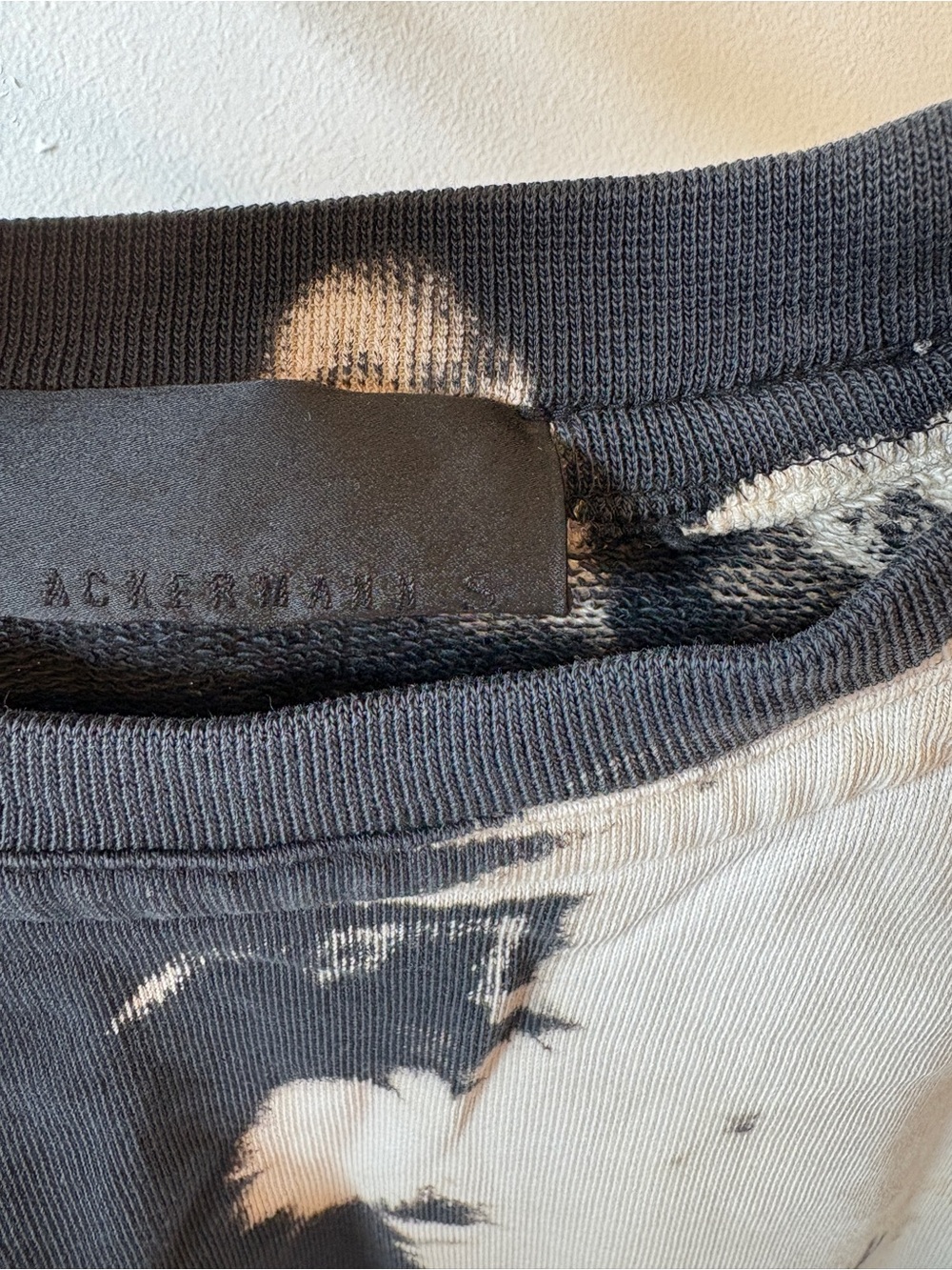 Haider Ackermann Sweatshirt Black & Cream Tie Dye Distressed Designer Size S - Picture 4 of 9
